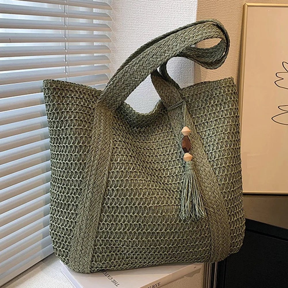 EcoChic Rattan Håndtaske Stilfuld Bæredygtig Hverdagstaske
