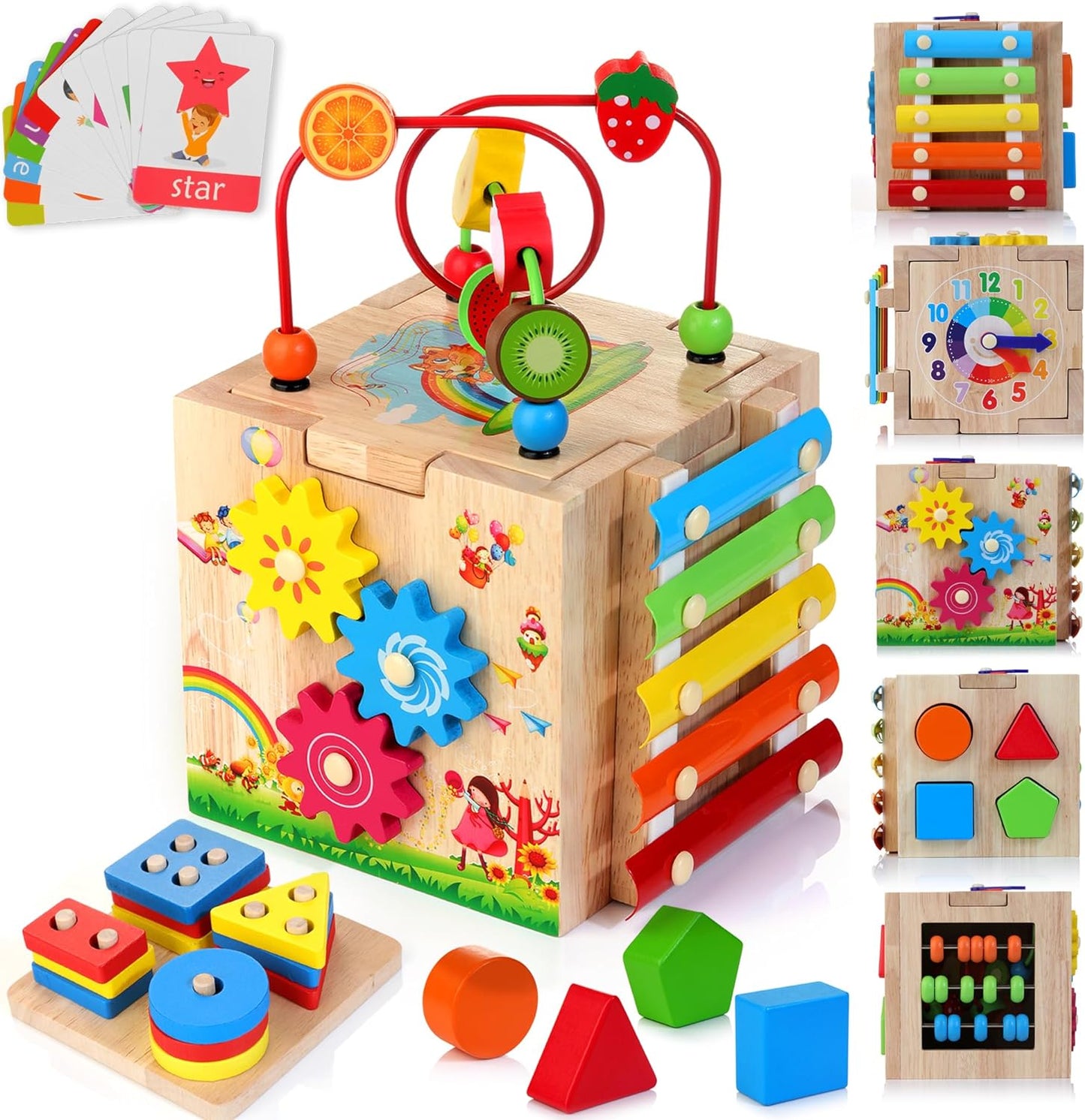 EduCube 8-in-1 houten Montessori activiteitenspeelgoed voor peuters (18+ maanden)