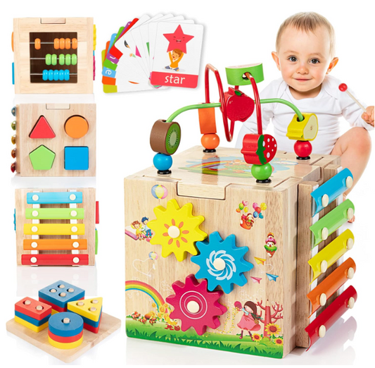 EduCube 8 in 1 Wooden Montessori Activity Toy for Toddlers (18+ Months)