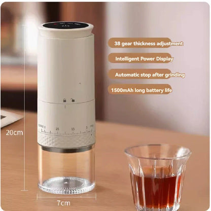 Elektrisk kaffekværn med justerbar kværn og USB genopladning
