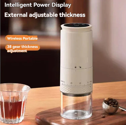 Elektrisk kaffekværn med justerbar kværn og USB genopladning