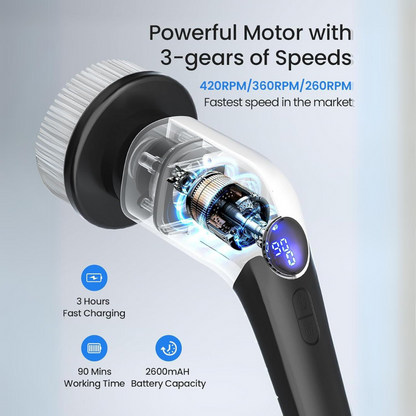 Elektrisk roterende skrubber med 8 børstehoveder justerbare hastigheder ledningsfri rengøringsbørste
