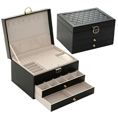 EleganceBox Luxury Jewelry Organizer with Multi Layer Storage