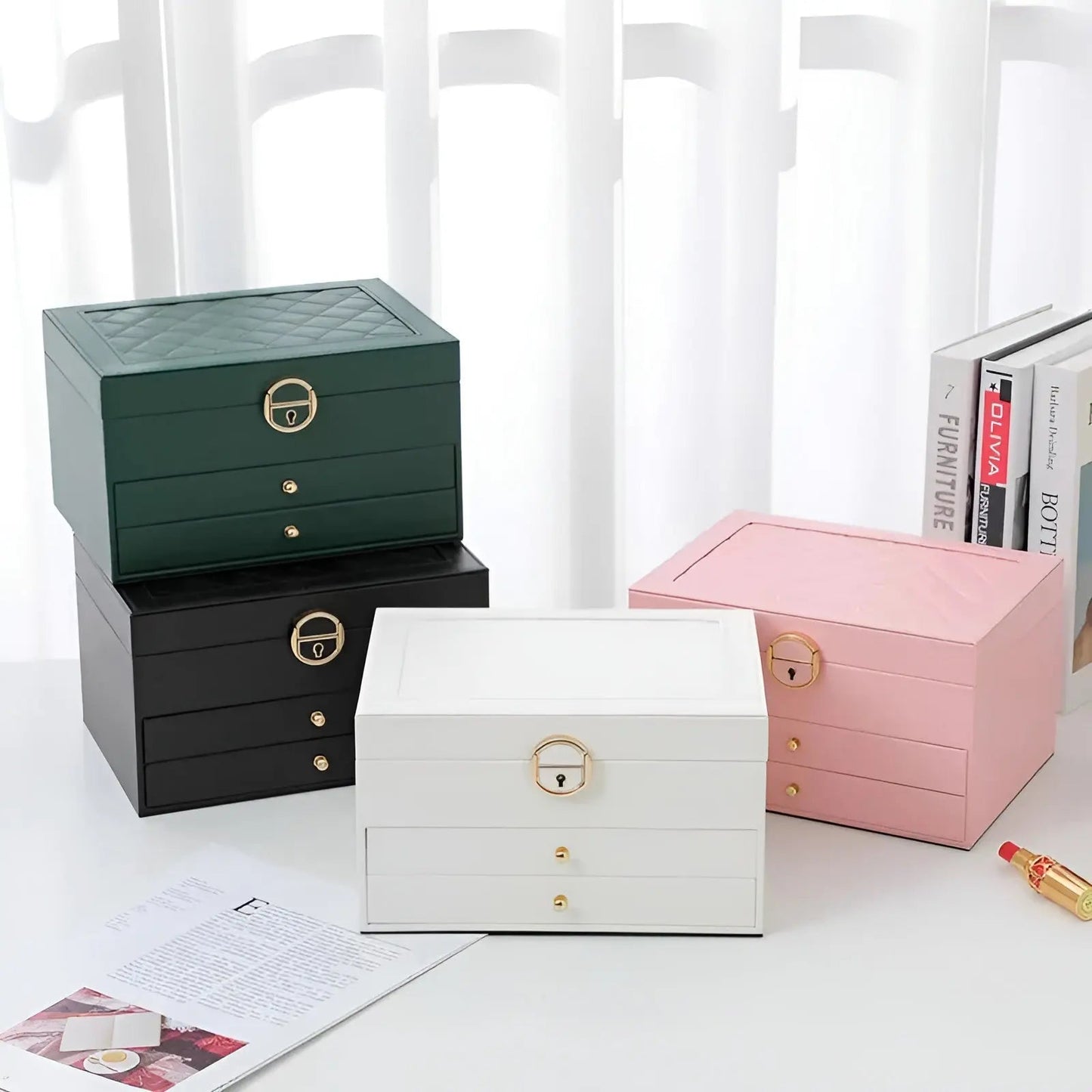 EleganceBox Luxury Jewelry Organizer with Multi Layer Storage