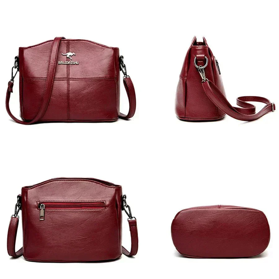 Elegant læder crossbody taske praktisk skuldertaske til kvinder