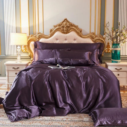 Elegant Satin Silke Sengetøjssæt Luksuriøse Bløde Lagner
