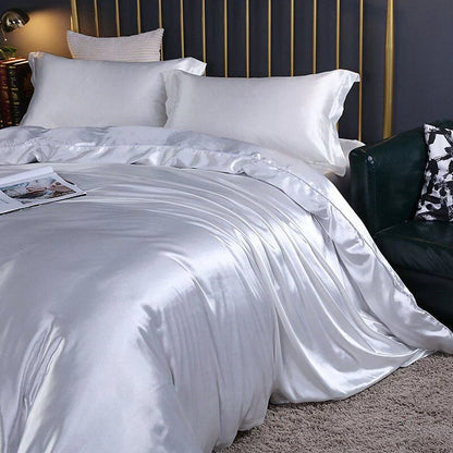 Elegant Satin Silke Sengetøjssæt Luksuriøse Bløde Lagner