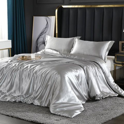 Elegant Satin Silke Sengetøjssæt Luksuriøse Bløde Lagner