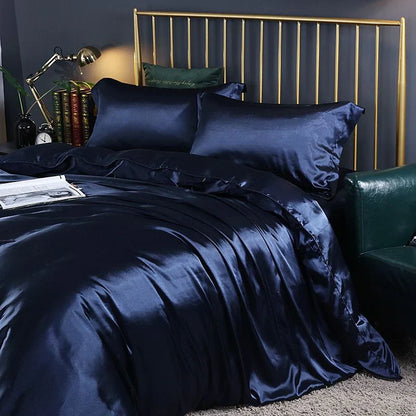 Elegant Satin Silke Sengetøjssæt Luksuriøse Bløde Lagner