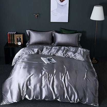 Elegant Satin Silke Sengetøjssæt Luksuriøse Bløde Lagner
