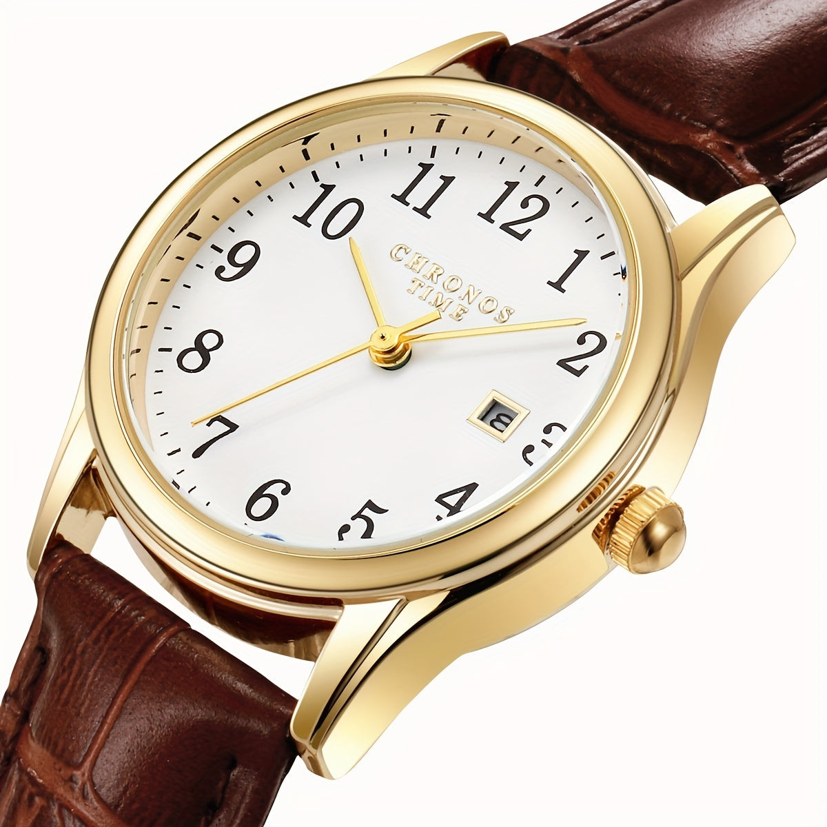 Elegante dames quartz polshorloge met nep leren band minimalistisch ontwerp