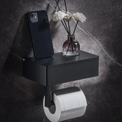 ElegantEssentials vægmonteret toiletpapirholder med hylde og skuffe