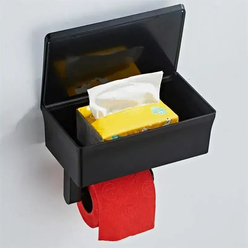 ElegantEssentials vægmonteret toiletpapirholder med hylde og skuffe