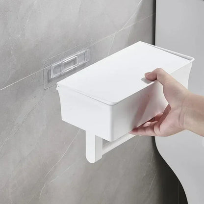 ElegantEssentials vægmonteret toiletpapirholder med hylde og skuffe
