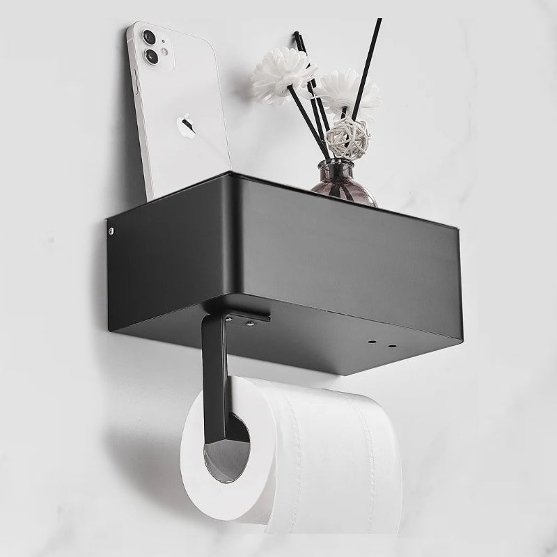 ElegantEssentials vægmonteret toiletpapirholder med hylde og skuffe