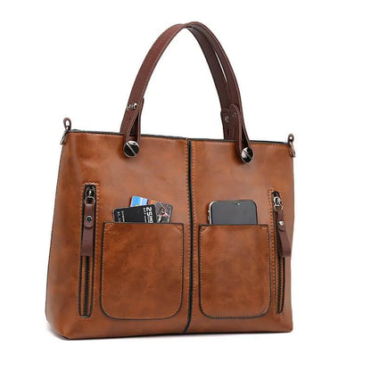 Elly Vintage Lederschultertasche für Damen mit elegantem handgefertigtem Design