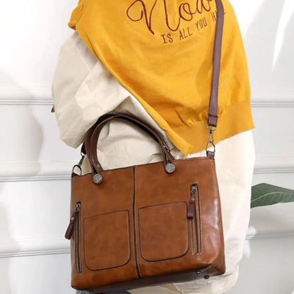 Elly Vintage Lederschultertasche für Damen mit elegantem handgefertigtem Design