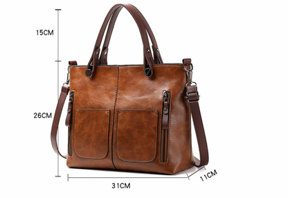 Elly Vintage Lederschultertasche für Damen mit elegantem handgefertigtem Design