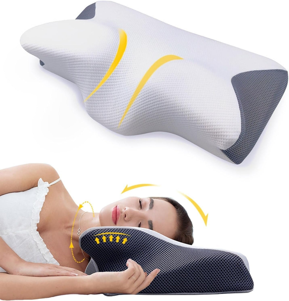 Ergonomic Memory Foam Pillow with Contoured Support and Removable Washable Cover
