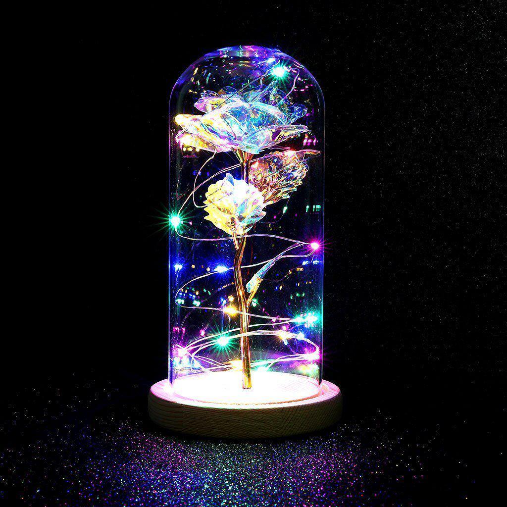 Eternal Rose Under Glass Dome with LED Lights