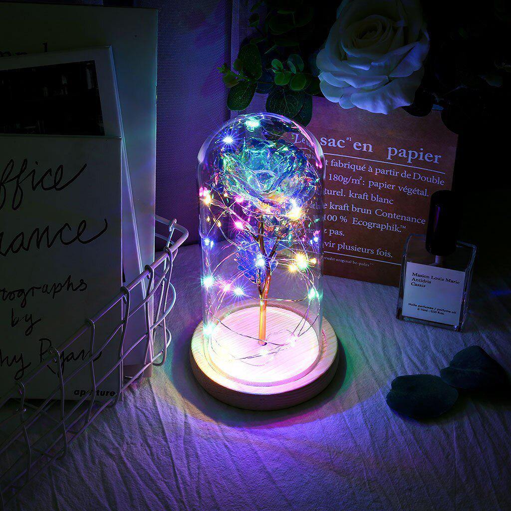 Eternal Rose Under Glass Dome with LED Lights