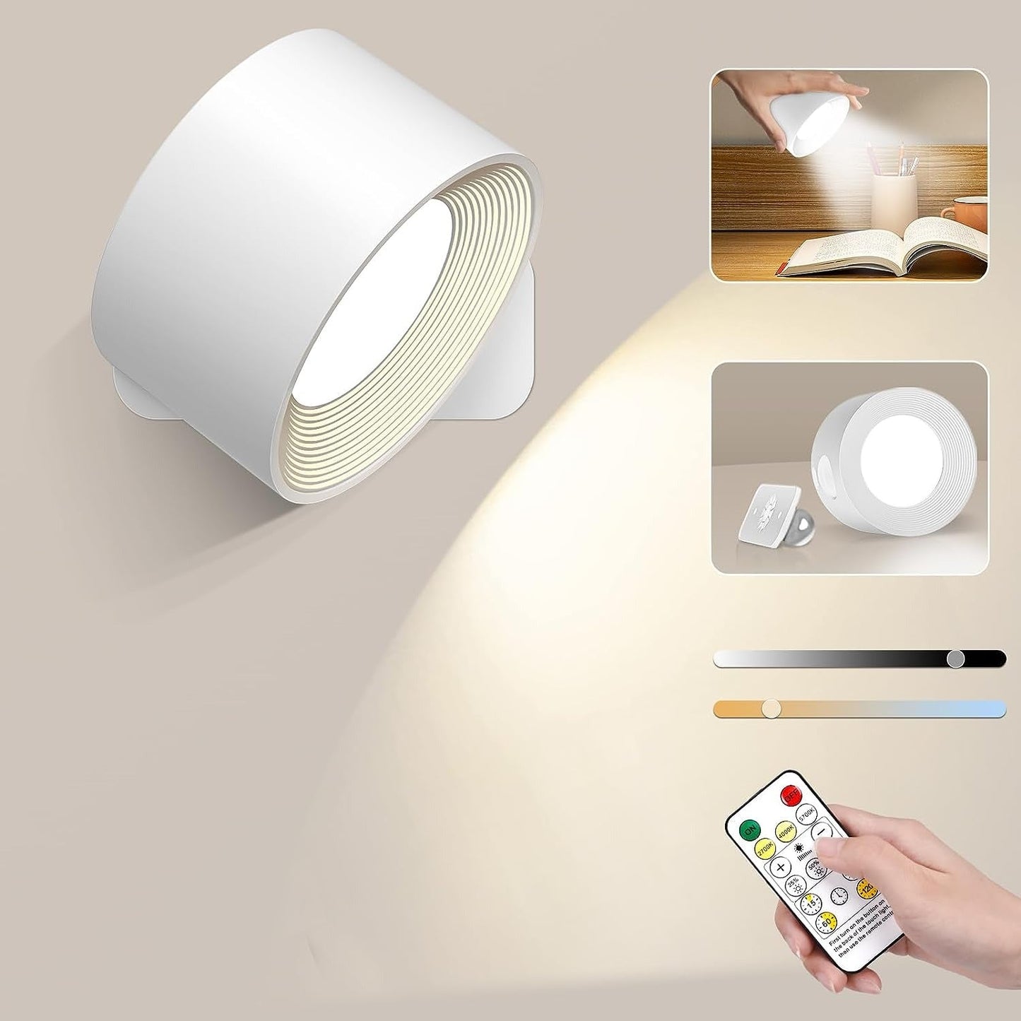 Eternity Glow draadloze LED-wandlamp met afstandsbediening en verstelbare verlichting