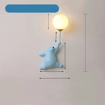 FairyGlow dziecięca lampa ścienna z kreskówkowymi motywami i 3D księżycowym światłem nocnym