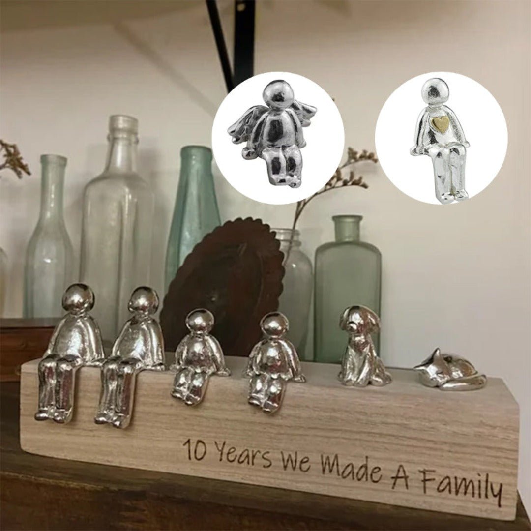 Familieskulptur – håndlavet dekorationsfigur, der symboliserer familiens sammenhold