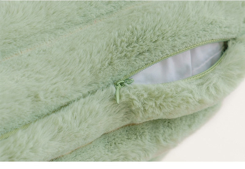 Faux Rabbit Fur Cushion Cover with Invisible Zip and Soft Textured Finish