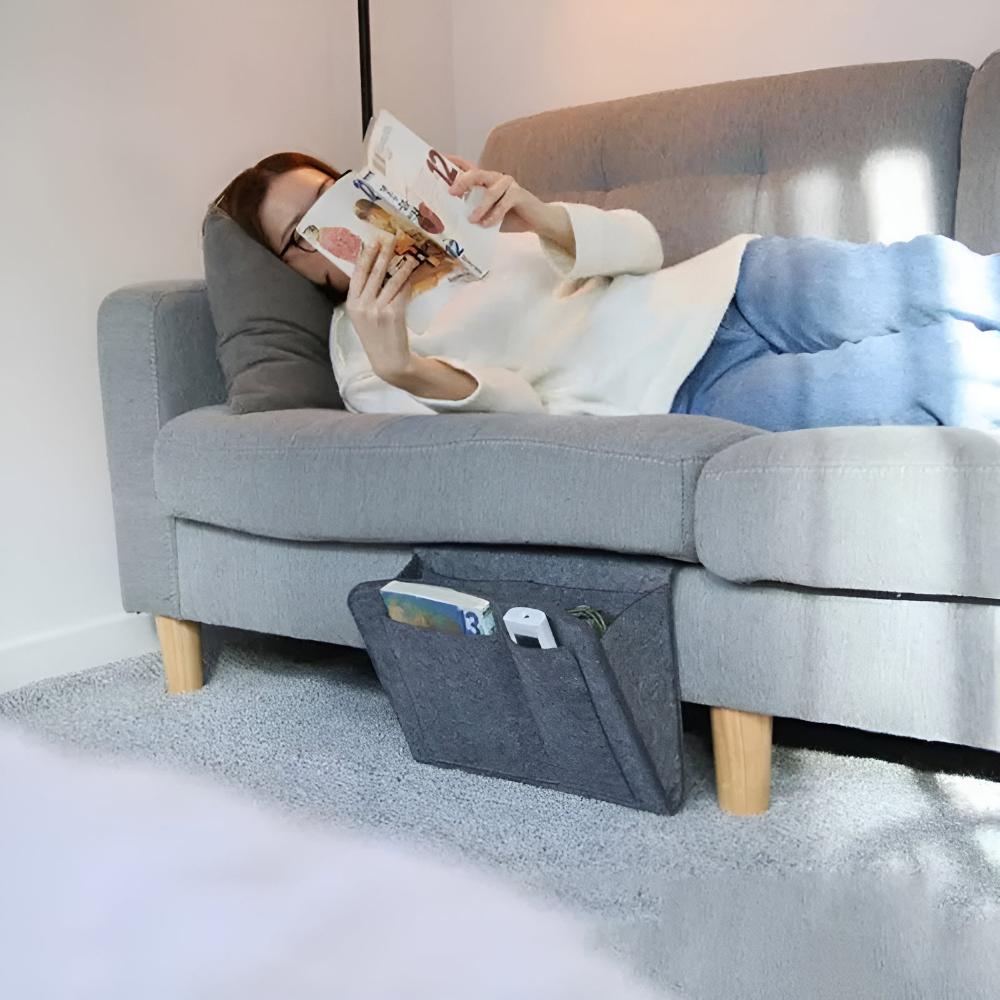 Vilten opberger voor naast het bed – ruimtebesparende opbergruimte voor bed, bank en bureau