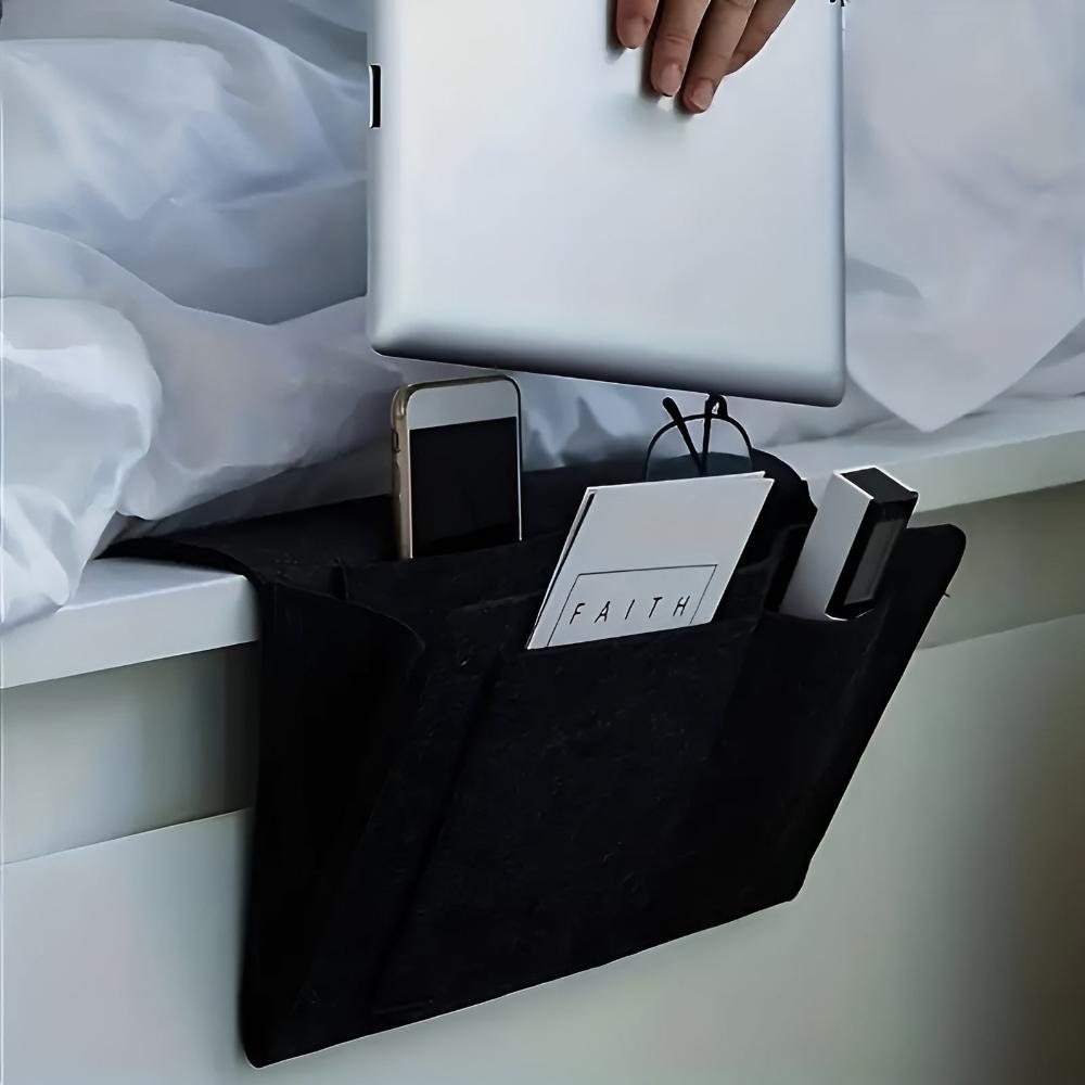 Vilten opberger voor naast het bed – ruimtebesparende opbergruimte voor bed, bank en bureau