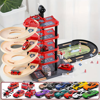 FirePark Mehrstöckiges Feuerwehrspielset mit Fahrzeugen und Zubehör