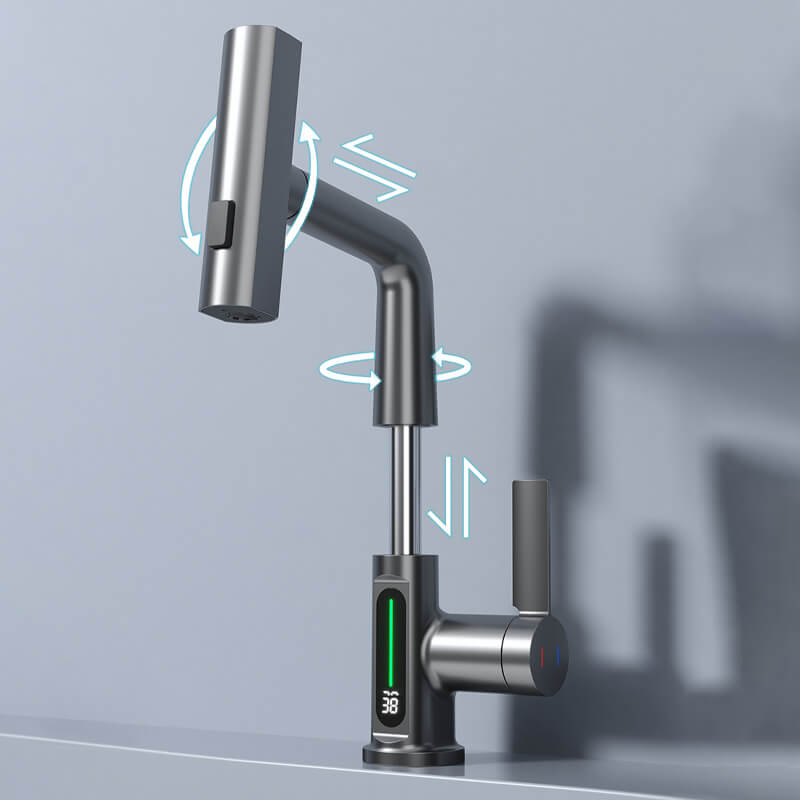 Flexible LED Faucet with Pull Out Spray and 360 Swivel for Kitchen and Bathroom