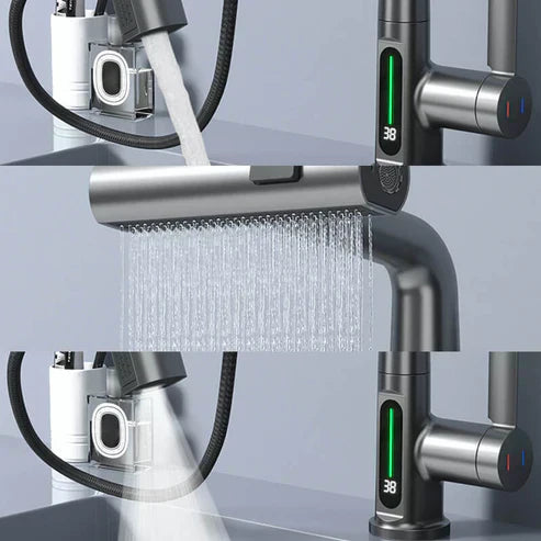 Flexible LED Faucet with Pull Out Spray and 360 Swivel for Kitchen and Bathroom