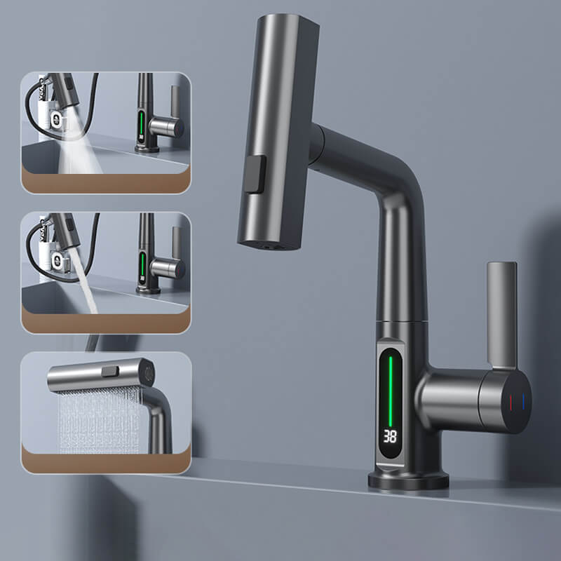 Flexible LED Faucet with Pull Out Spray and 360 Swivel for Kitchen and Bathroom