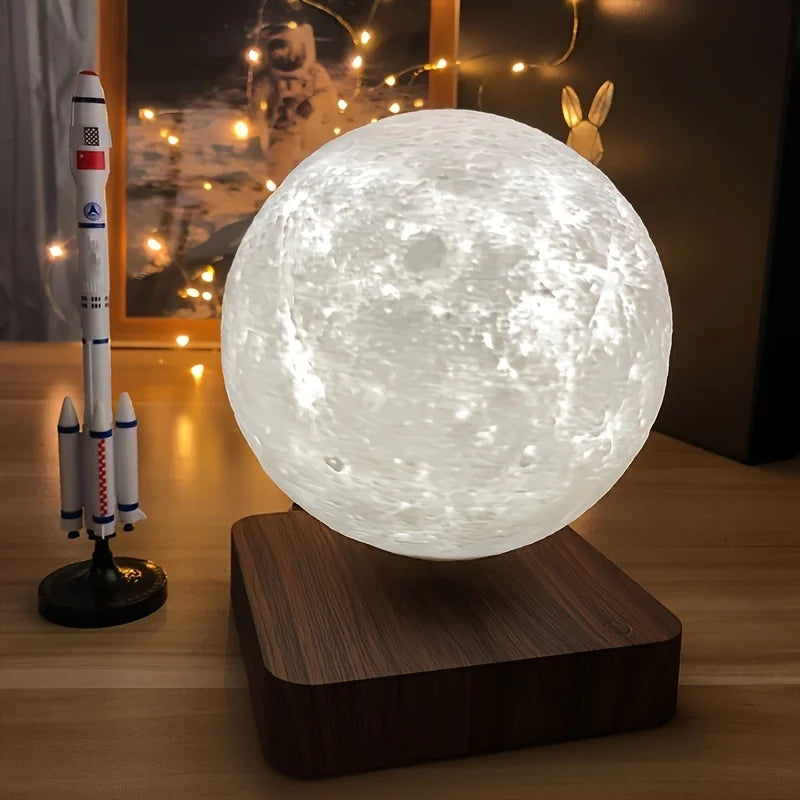 Floating Moon Lamp with Magnetic Levitation and Warm or Cool White Light