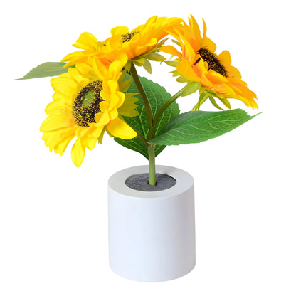 LED-bordlampe med blomsterdesign og varmt hvidt lys