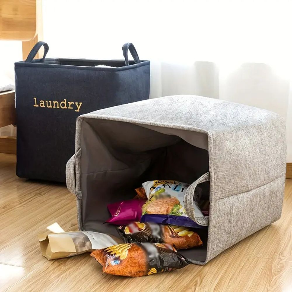 Opvouwbare wasmand met stevige handvatten en lichtgewicht microvezelmix