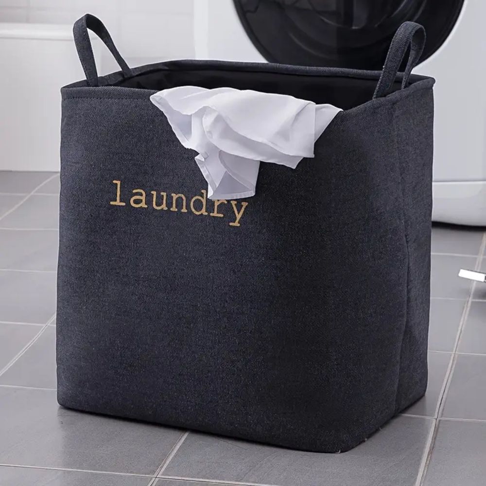 Opvouwbare wasmand met stevige handvatten en lichtgewicht microvezelmix