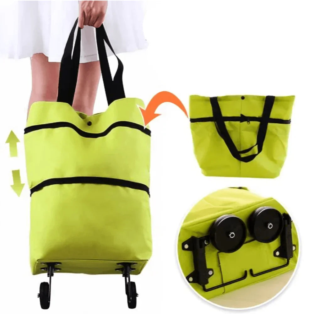 Faltbare Einkaufstrolley-Tasche mit Rollen für einfaches Tragen und Verstauen