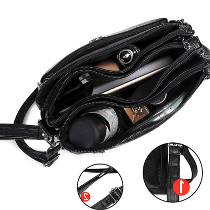 Fosh dames leren schoudertas – compacte elegante dagelijkse handtas