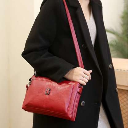 Fosh dames leren schoudertas – compacte elegante dagelijkse handtas