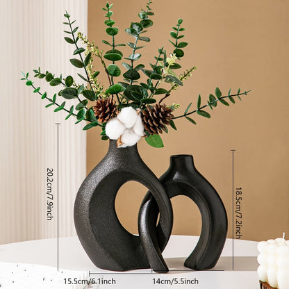 Set geometrische keramische vazen voor moderne bloemstukken