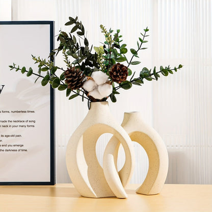 Set geometrische keramische vazen voor moderne bloemstukken