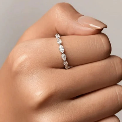Geometric Pavé Stacking Ring Sterling Silver Adjustable Band