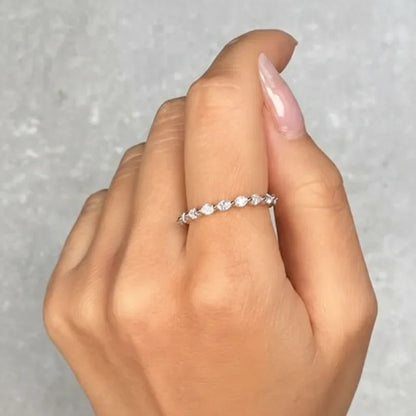 Geometric Pavé Stacking Ring Sterling Silver Adjustable Band