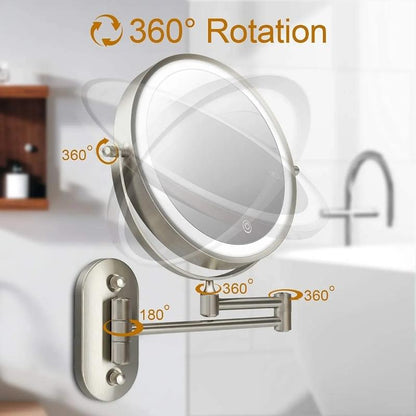 GlamGlow LED Makeup Mirror – Magnifying Vanity Mirror with Dimmable Touch Light & 360° Rotation