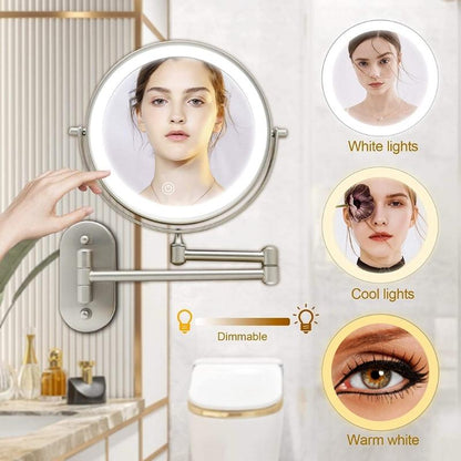 GlamGlow LED Makeup Mirror – Magnifying Vanity Mirror with Dimmable Touch Light & 360° Rotation