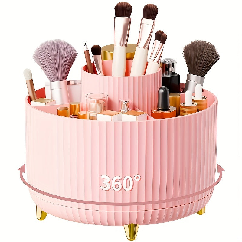 GlamSpin 360 roterende makeup- og skrivebordsorganisator med 5 rum