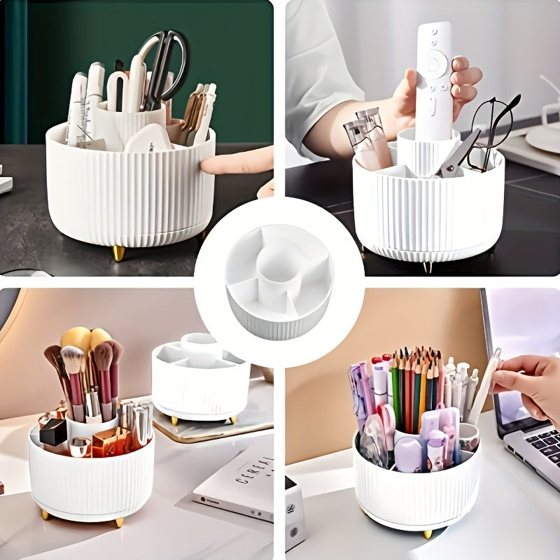 GlamSpin 360 roterende makeup- og skrivebordsorganisator med 5 rum